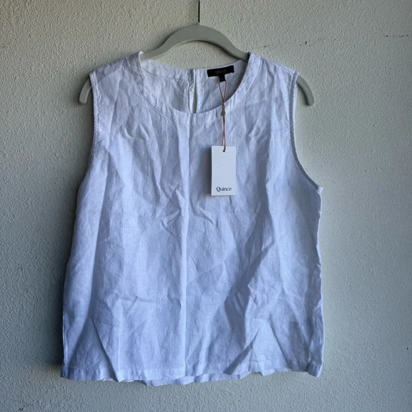 NWT Quince 100% European Linen Tank size M white - Picture 3 of 7